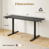 Electric Standing Desk with 3 Memory Heights and 2 Hanging Hooks and Cable Holes