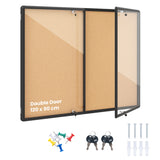Enclosed Bulletin Board with Aluminum Frame and Felt Surface for Office-Black