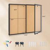 Enclosed Bulletin Board with Aluminum Frame and Felt Surface for Office-Black