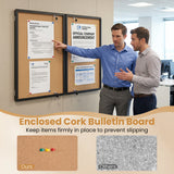 Enclosed Bulletin Board with Aluminum Frame and Felt Surface for Office-Black