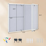 Enclosed Bulletin Board Lockable Cork Notice Board with Aluminum Frame-Sliver