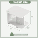 End Table 2-Tier Sofa Side Table with Storage Shelf for Small Space-White