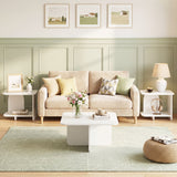 End Table 2-Tier Sofa Side Table with Storage Shelf for Small Space-White