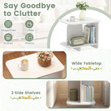 End Table 2-Tier Sofa Side Table with Storage Shelf for Small Space-White
