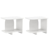 End Table Set of 2 2-Tier Sofa Side Tables with Storage Shelf-White