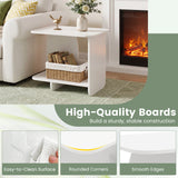 End Table Set of 2 2-Tier Sofa Side Tables with Storage Shelf-White