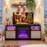 Entertainment Center with Adjustable Shelf & Open Compartment for 65â TVs