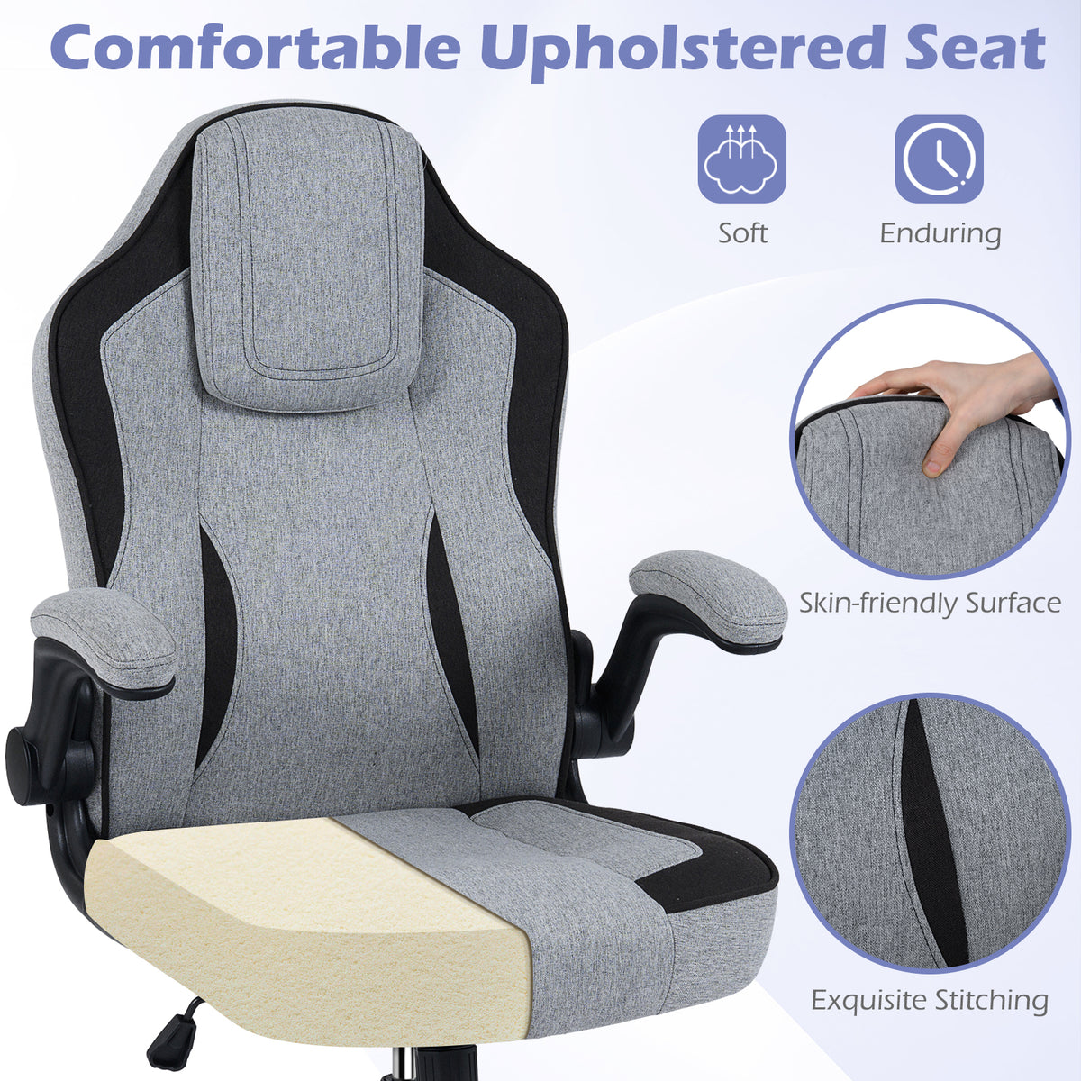 Ergonomic Computer Office Chair with 90Â° Flip-up Armrests