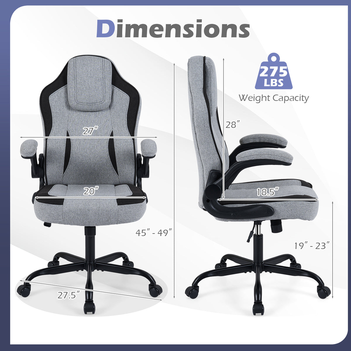Ergonomic Computer Office Chair with 90Â° Flip-up Armrests