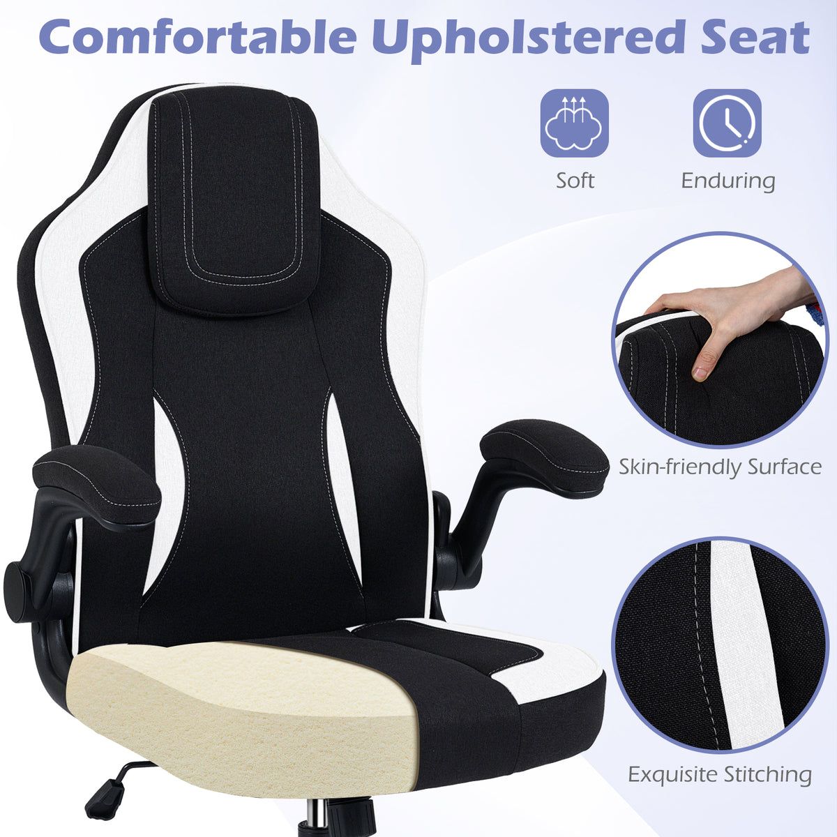 Ergonomic Computer Office Chair with 90Â° Flip-up Armrests