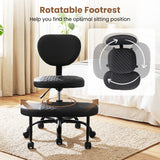 Ergonomic Cross Legged Office Chair with Height-Adjustable Seat - Black