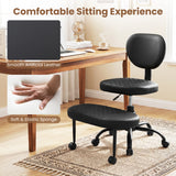 Ergonomic Cross Legged Office Chair with Height-Adjustable Seat - Black