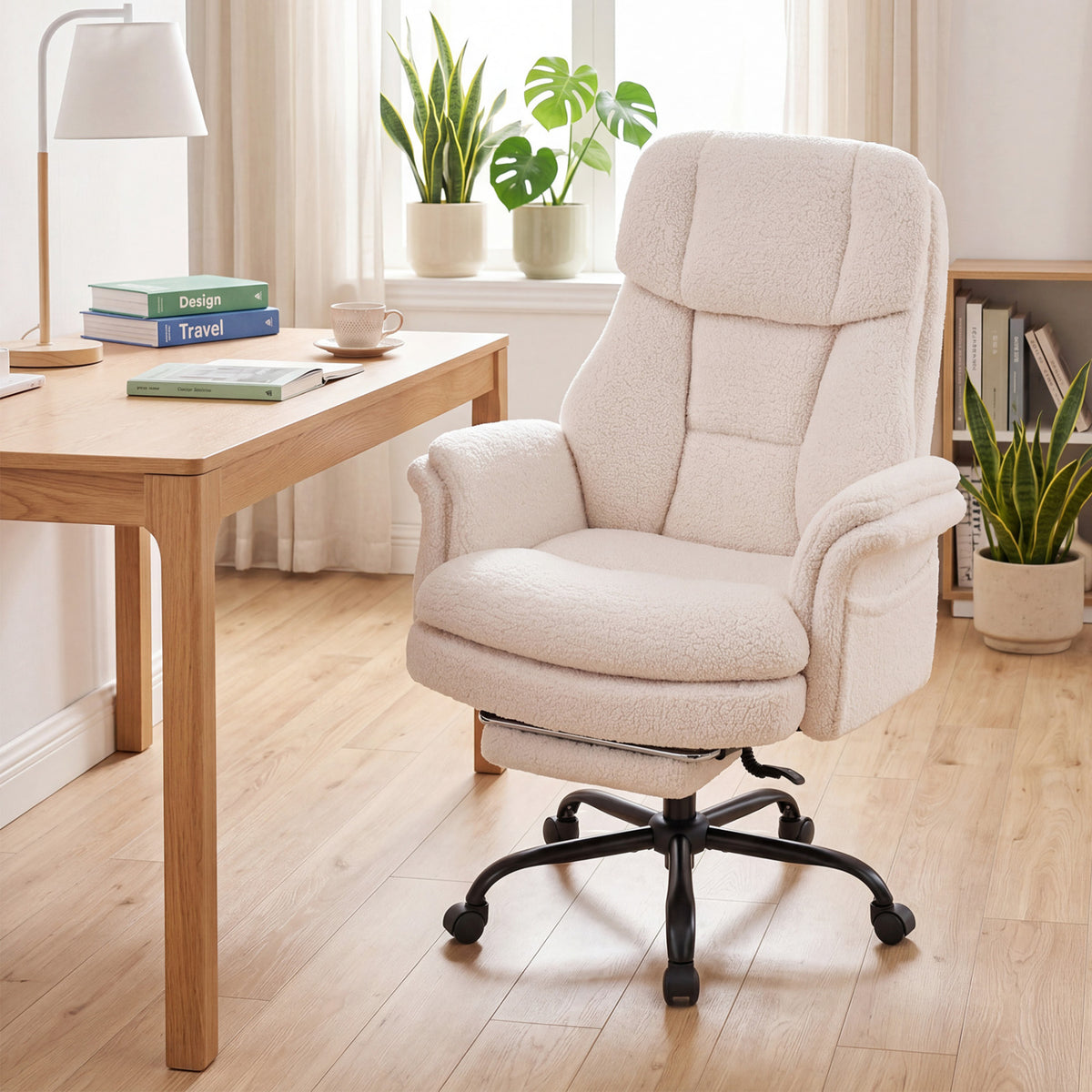 Ergonomic Cross Legged Office Chair Big and Tall Executive Chair with Retractable Footrest