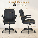 Ergonomic Leather Office Chair with Flip-up Armrests and Rocking Function-Black