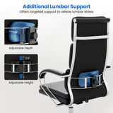 Ergonomic Leather Office Chair with Adjustable Height and Rocking Function-Black
