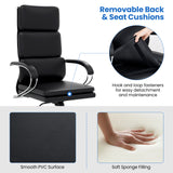 Ergonomic Leather Office Chair with Adjustable Height and Rocking Function-Black