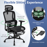 Ergonomic Office Chair Swivel Computer Desk Chair with Rotating Headrest-Black