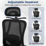 Ergonomic Office Chair with 3D Headrest and Reclining Backrest-Black