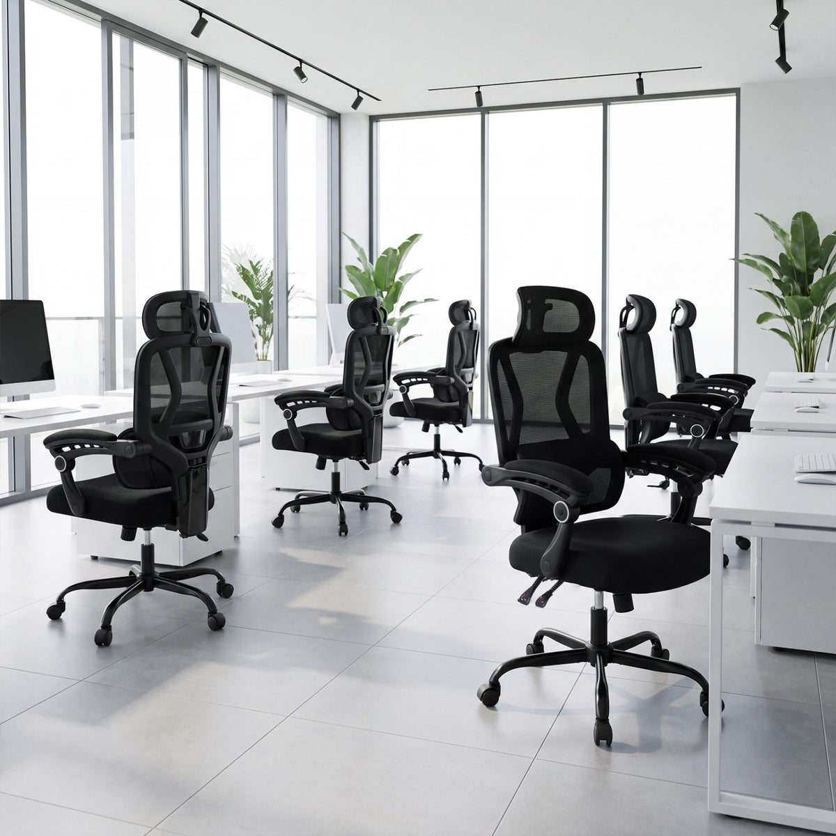 Ergonomic Office Computer Mesh Chair with High Back Adaptive Lumbar Support and 2D Adjustable Headrest