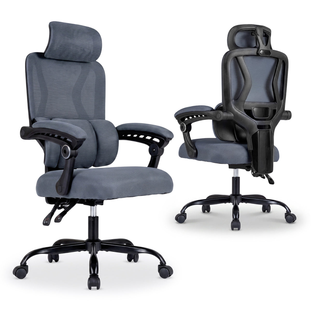 Ergonomic Office Computer Mesh Chair with High Back Adaptive Lumbar Support and 2D Adjustable Headrest