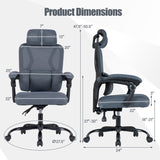 Ergonomic Office Computer Mesh Chair with High Back Adaptive Lumbar Support and 2D Adjustable Headrest