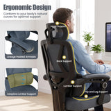 Ergonomic Office Computer Mesh Chair with High Back Adaptive Lumbar Support and 2D Adjustable Headrest