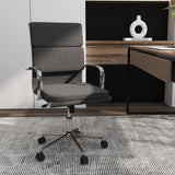 Ergonomic Office Desk Chair with Rocking Backrest and Height-adjustable Padded Seat-Gray