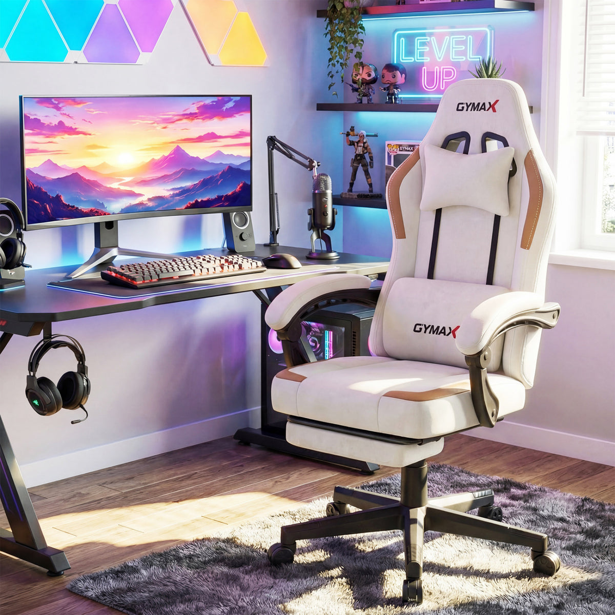 Ergonomic Video Game Chair with Headrest for Home Office