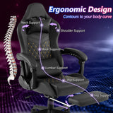 Ergonomic Video Game Computer Chair with Headrest and Lumbar Pillow-Black