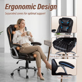 Executive Office Chair Leather Ergonomic Computer Desk Chair with Padded Seat and Armrests