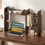 Expandable Desk Bookshelf with Open Cubes and Desktop Display Rack