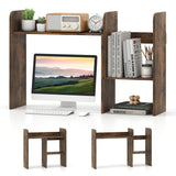 Expandable Desk Bookshelf with Open Cubes and Desktop Display Rack