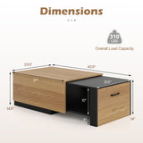 Extendable Coffee table with Concealed Storage Compartment-Natural