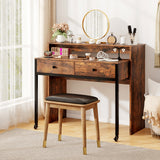 Extendable Computer Desk with 2 Storage Drawers Convertible Home Office Rolling Study Writing Desk