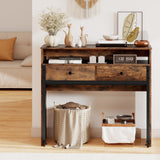 Extendable Computer Desk with 2 Storage Drawers Convertible Home Office Rolling Study Writing Desk