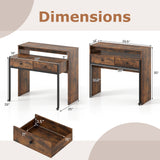 Extendable Computer Desk with 2 Storage Drawers Convertible Home Office Rolling Study Writing Desk