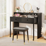 Extendable Computer Desk with 2 Storage Drawers Convertible Home Office Rolling Study Writing Desk