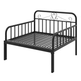 Extendable Metal Daybed to Twin Size Bed with Guardrails and Armrests