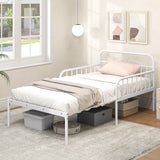 Extendable Metal Daybed to Twin Size Bed with Guardrails and Armrests