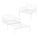Extendable Metal Daybed to Twin Size Bed with Guardrails and Armrests