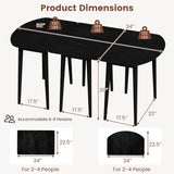 Extendable Dining Table Set with 2 Half-Round and 1 Rectangular Tables