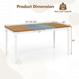 Extendable Dining Table with Rubber Wood Legs for 4-8 People-White
