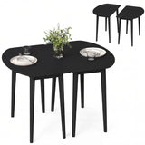 Extendable Oval Dining Table Set with 2 Half-Round Tables for 4-6 People