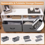 Fabric Chest of Drawers with 2 Drawers and 2 Open Shelves-White