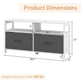 Fabric Chest of Drawers with 2 Drawers and 2 Open Shelves-White