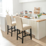 2 Pcs Fabric Nail Head Counter Height Dining Side Chairs Set-Beige