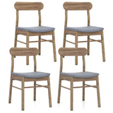 Fabric Upholstered Kitchen Armless Dining Chairs with Rubber Wood Frame Set of 4-Oak