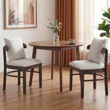 Fabric Upholstered Wood Dining Chairs Set of 2 with Removable Pillow-Gray