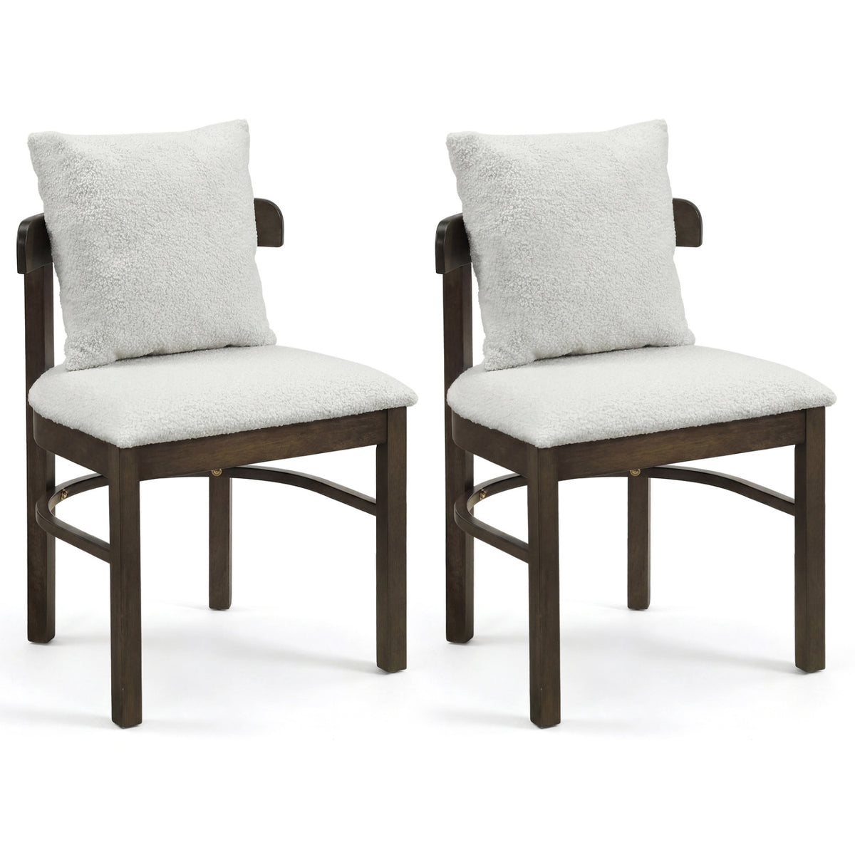 Fabric Upholstered Wood Dining Chairs Set of 2 with Removable Pillow-Gray