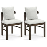 Fabric Upholstered Wood Dining Chairs Set of 2 with Removable Pillow-Gray